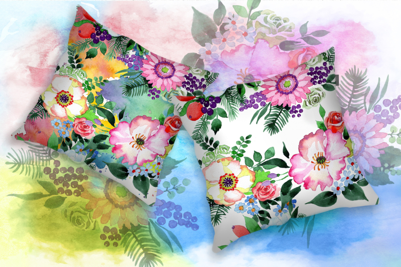 four-wonderful-bouquet-flowers-png-watercolor-set-nbsp