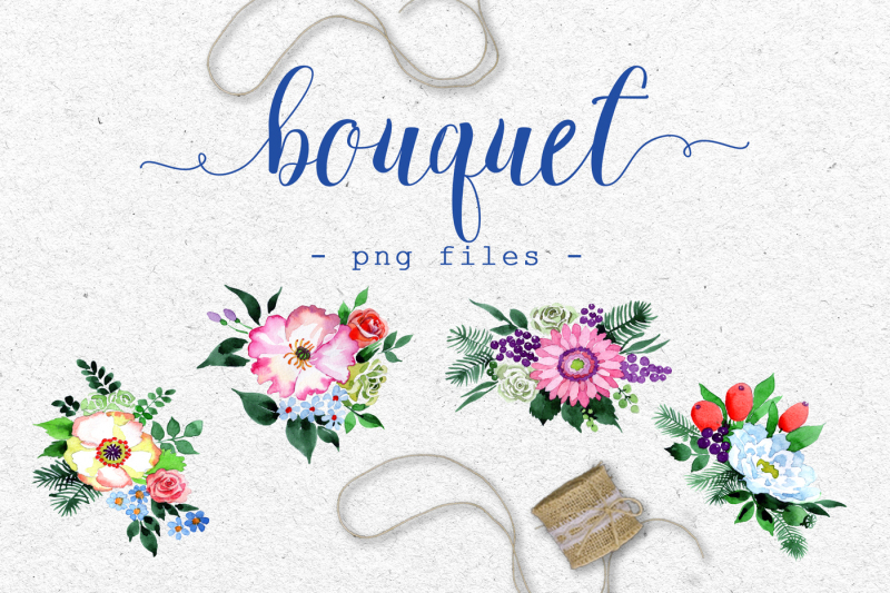 four-wonderful-bouquet-flowers-png-watercolor-set-nbsp