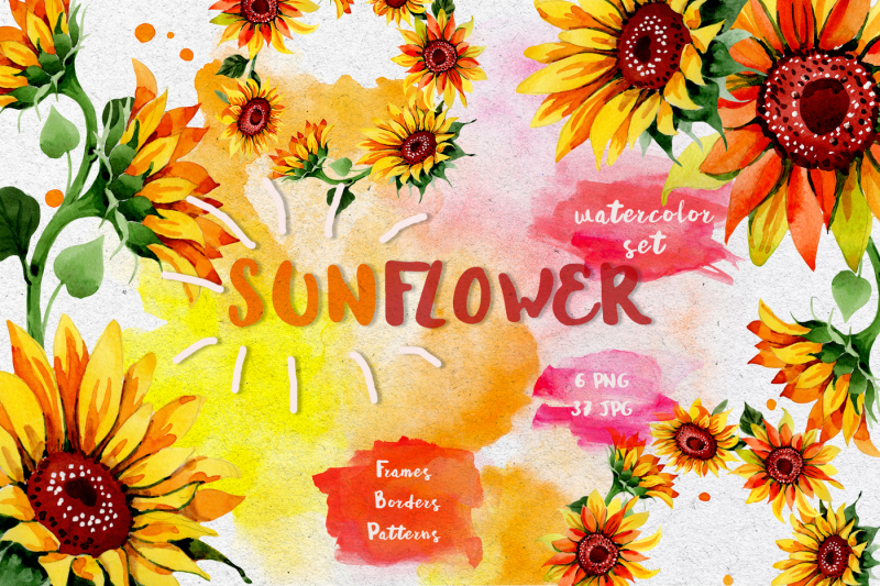 sunflower-png-watercolor-flower-set