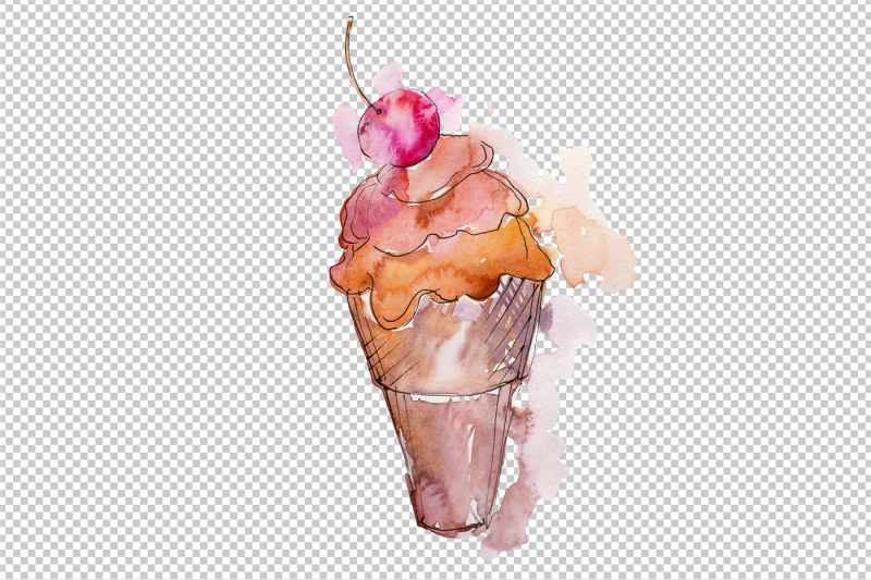 tasty-ice-cream-in-a-waffle-cup-png-set