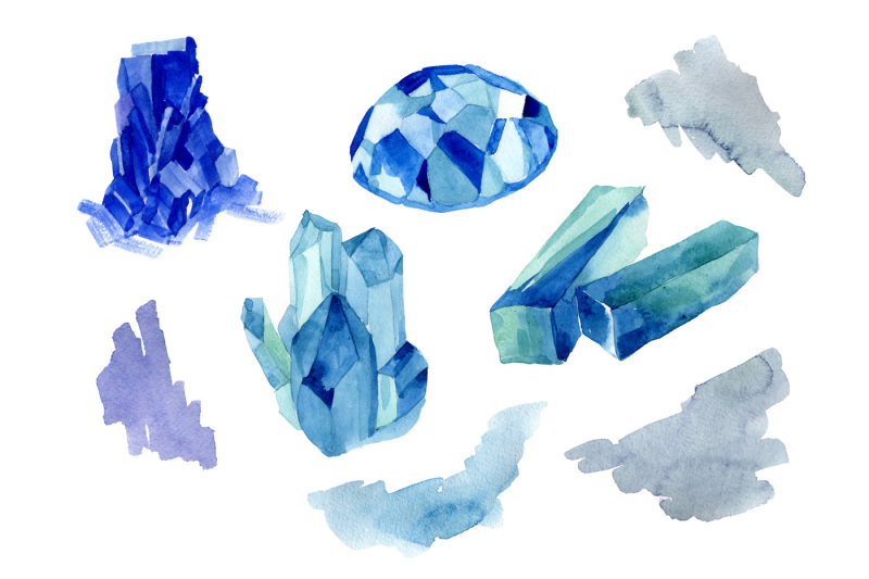 aquarelle-blue-crystals-and-splashes-png-set-nbsp