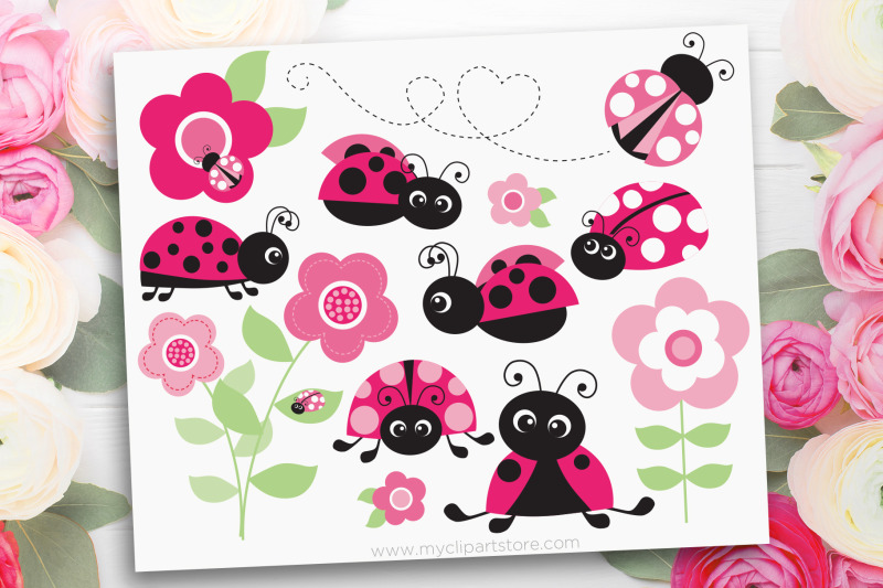 ladybug-garden-pink-vector-svg-clipart