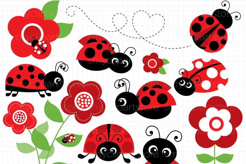 Download Ladybug Garden (Red) Vector SVG Clipart By MyClipArtStore ...