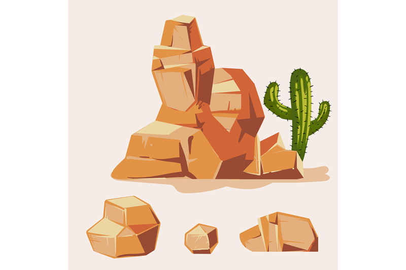 set-of-desert-rocks-cartoon-isometric-3d-flat-style