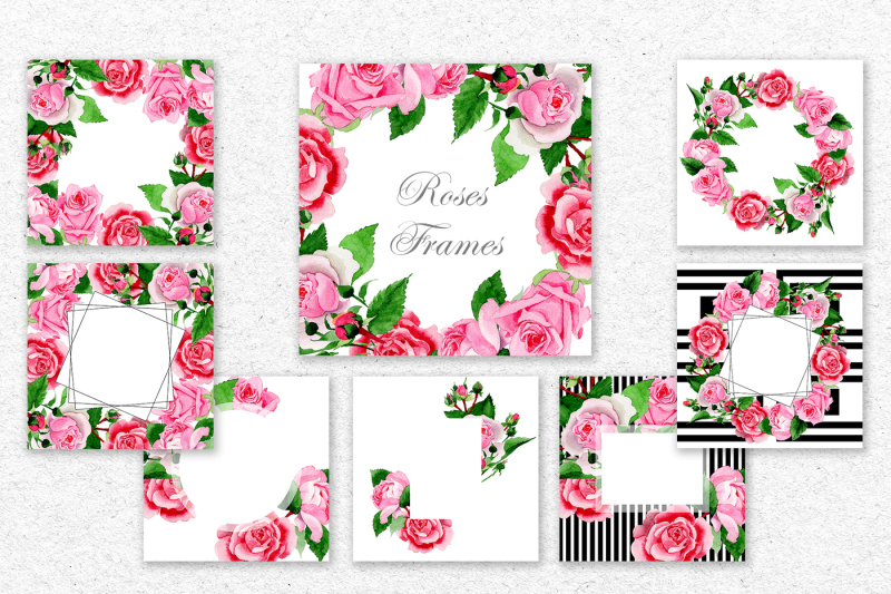 pink-roses-png-watercolor-design-set
