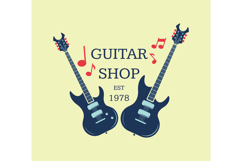 vector-guitar-shop-logo-emblem-with-musical-notes