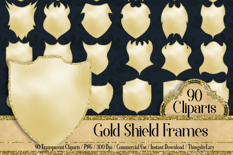90-gold-and-glitter-shield-frame-clip-arts