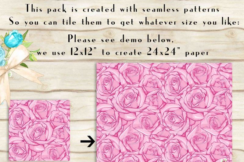 100-seamless-drawn-rose-flower-digital-papers-12-x-12-inch