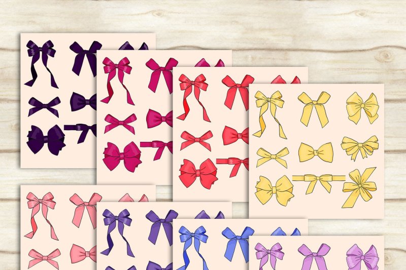 216-bow-clip-arts-in-princess-theme-pink-purple-green-lilac