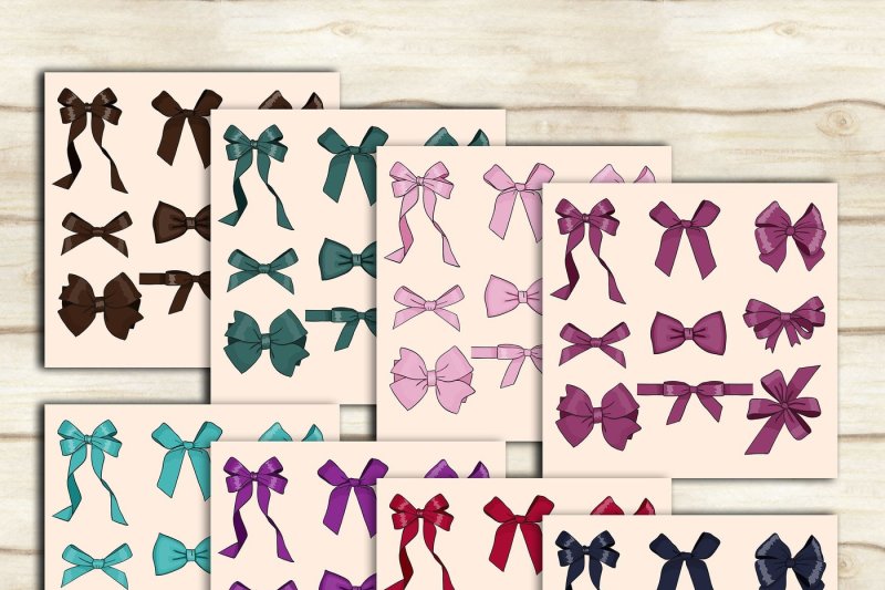 216-bow-clip-arts-in-princess-theme-pink-purple-green-lilac