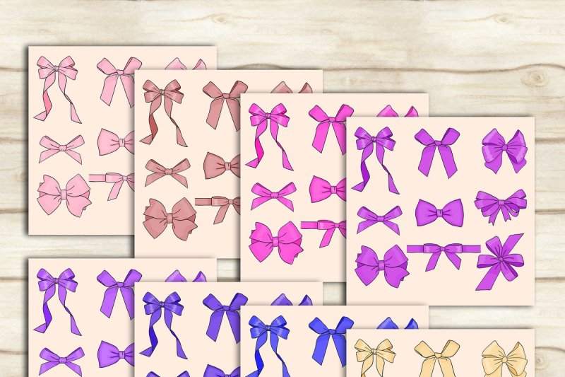 216-bow-clip-arts-in-princess-theme-pink-purple-green-lilac