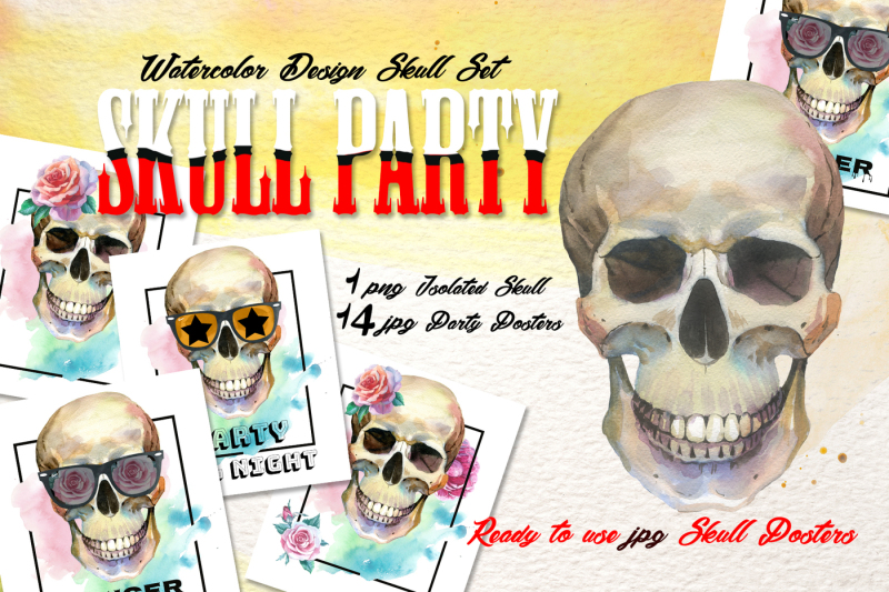 skull-party-print-png-watercolor-set-nbsp