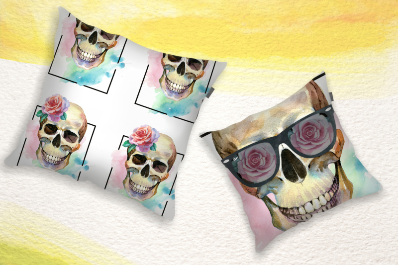 skull-party-print-png-watercolor-set-nbsp