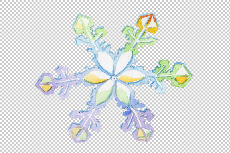 watercolor-colorful-snowflakes-png-set