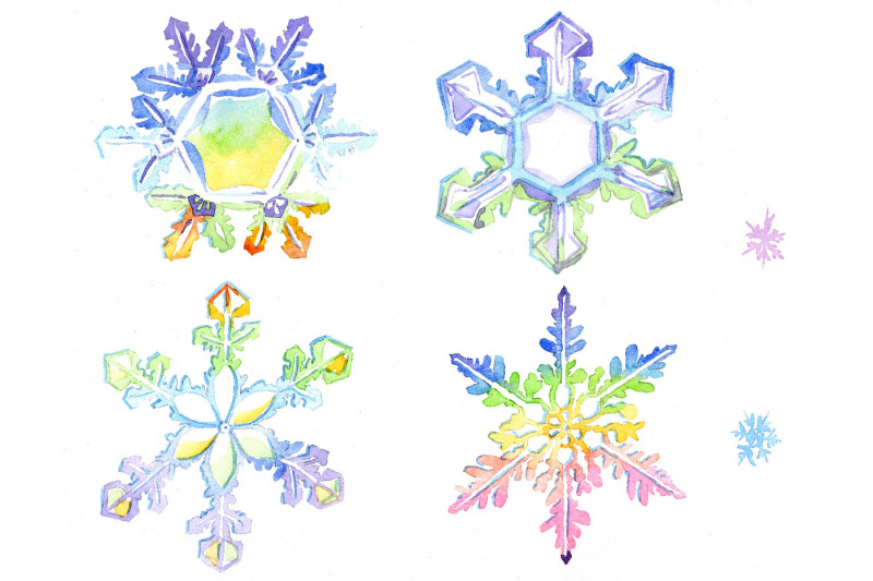 watercolor-colorful-snowflakes-png-set