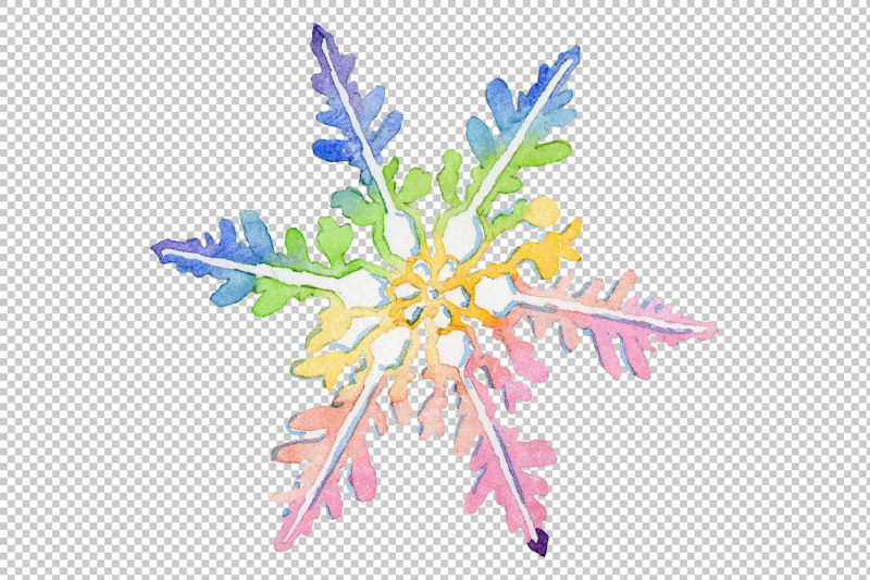 watercolor-colorful-snowflakes-png-set