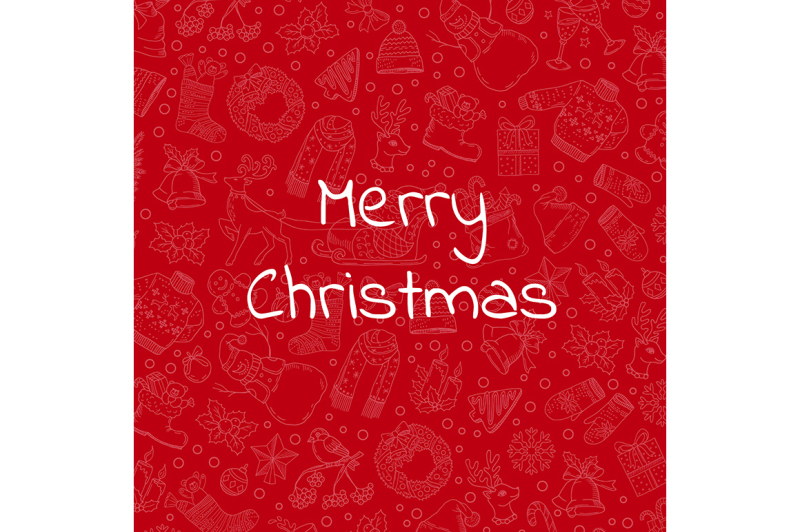 vector-hand-drawn-christmas-red-background-illustration