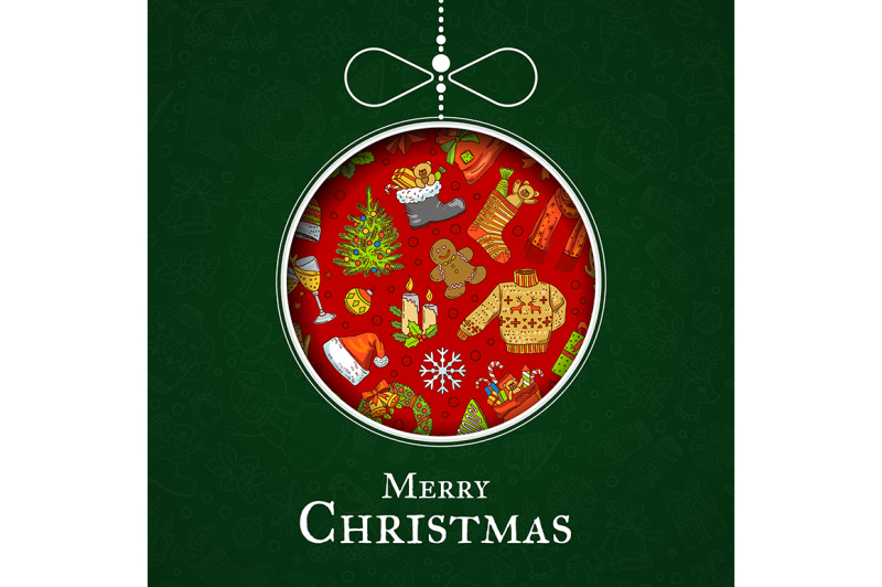 vector-hand-drawn-christmas-elements-with-santa-xmas-tree-gifts