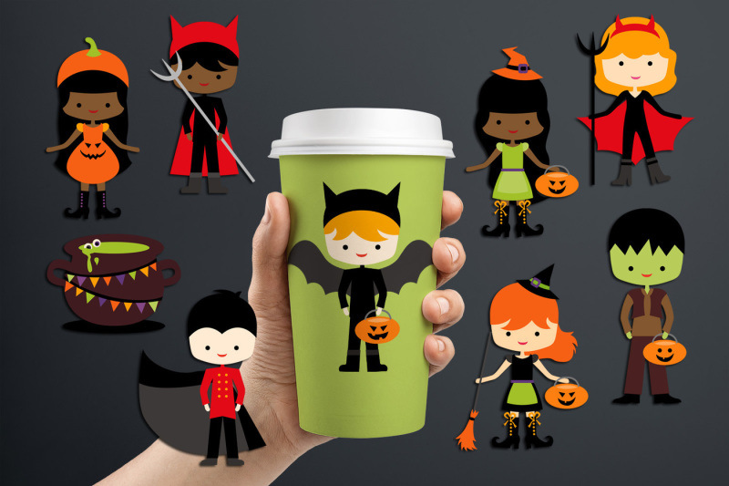 kids-in-halloween-costumes-graphics-and-illustrations