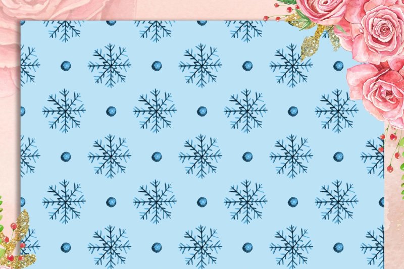 100-seamless-watercolor-winter-snowflake-digital-papers
