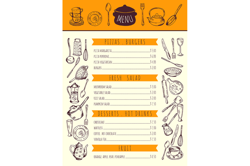 restaurant-food-menu-for-lunch-hand-drawn-pictures-of-kitchen-tools