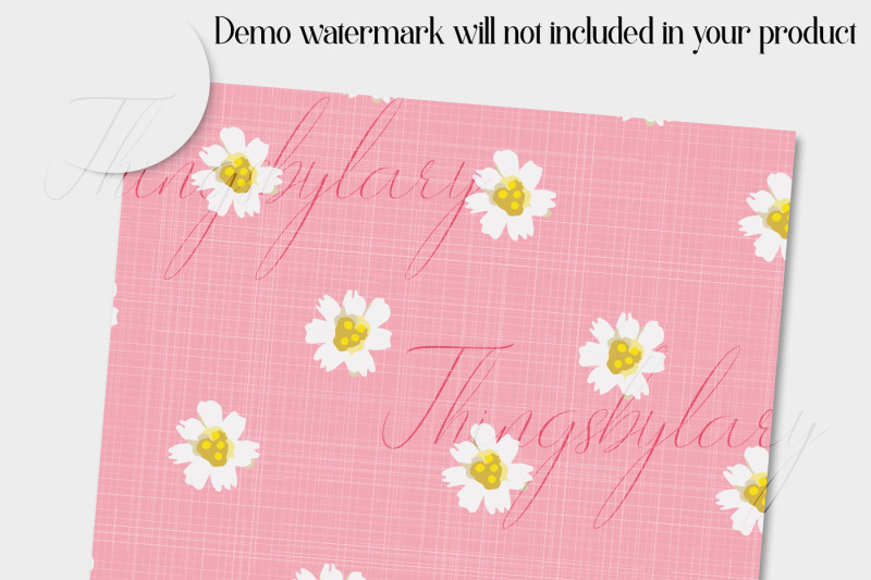 12-daisy-flower-digital-papers-heart-polka-dot-pattern