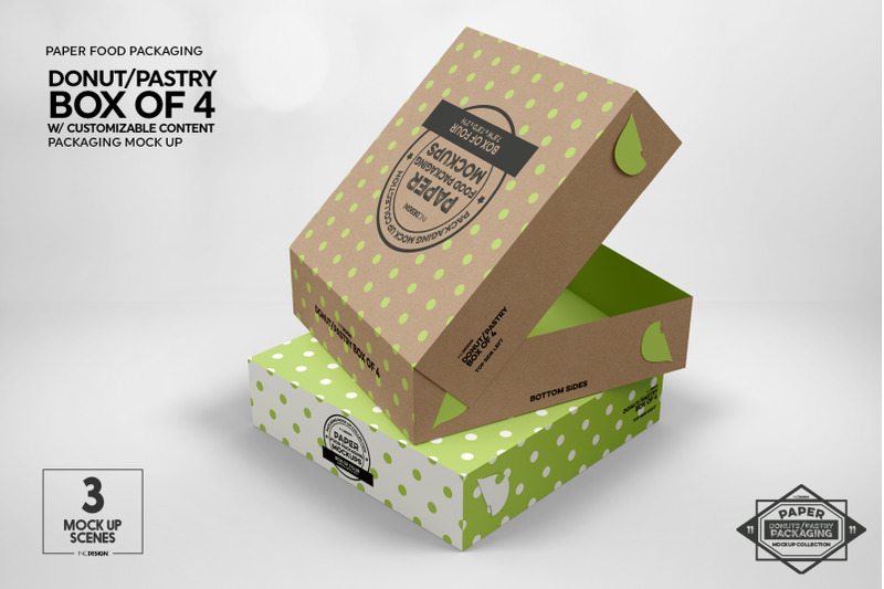 Download Box of Four Donut Pastry Box Mockup By INC Design Studio ...