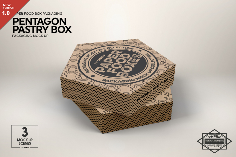 Free Pentagon Pastry Box Mockup (PSD Mockups)