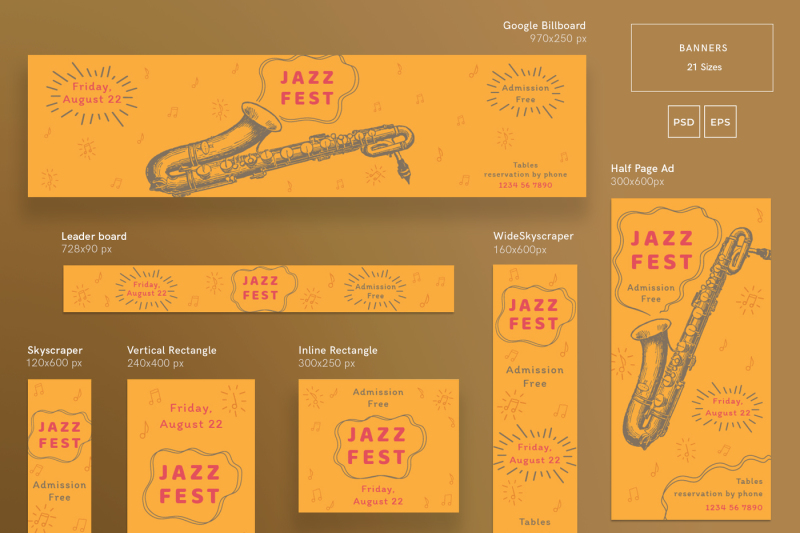Design Templates Bundle Flyer Banner Branding Jazz Festival By Amber Graphics Thehungryjpeg Com