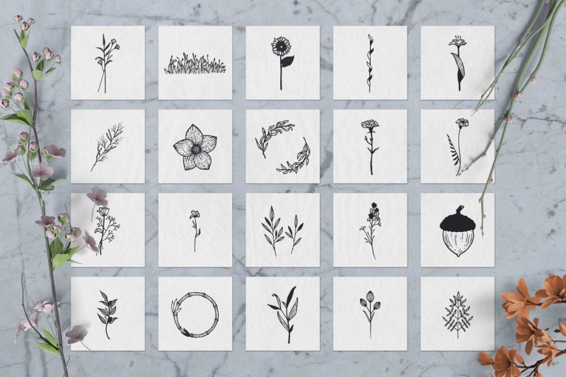 100-hand-drawn-elements-floral