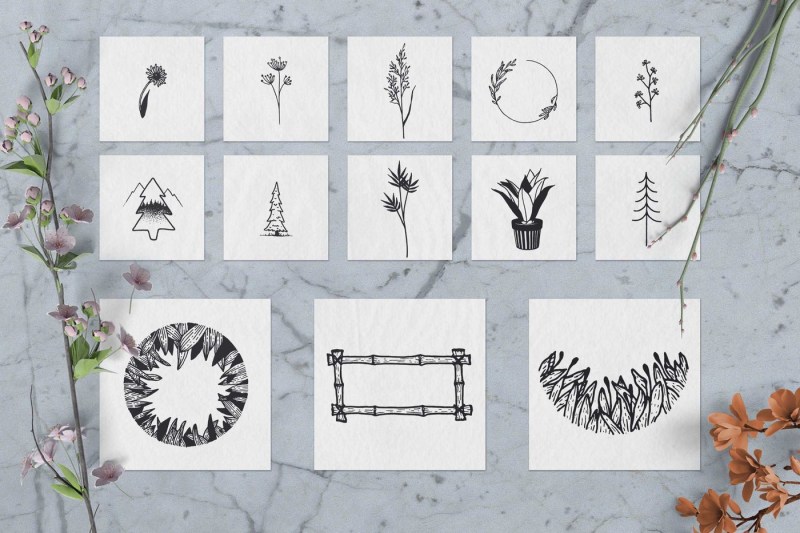 100-hand-drawn-elements-floral