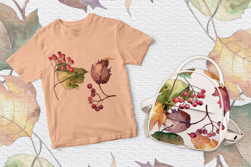 autumn-viburnum-leaves-png-watercolor-set