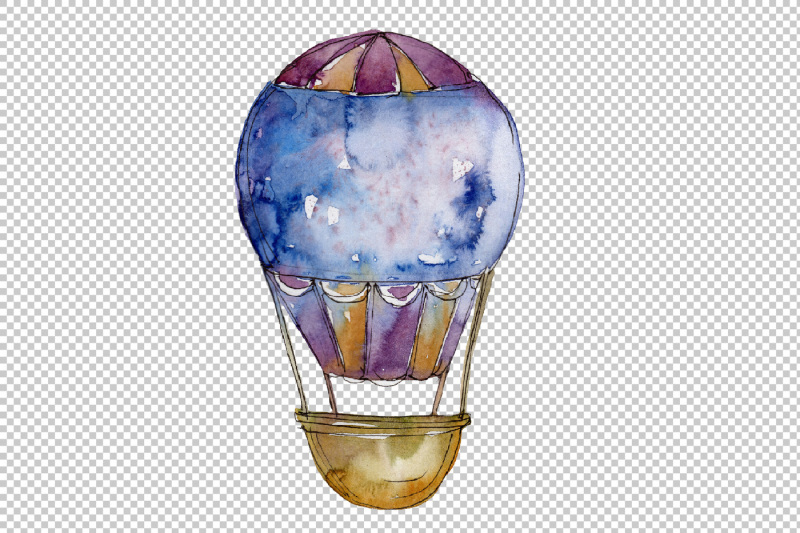 watercolor-blue-hot-air-balloon-png-set