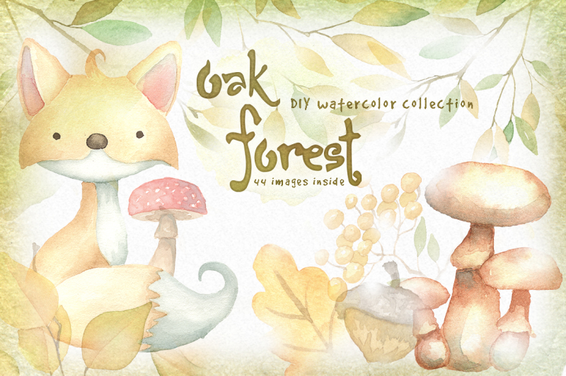 autumn-watercolor-collection-oak-forest