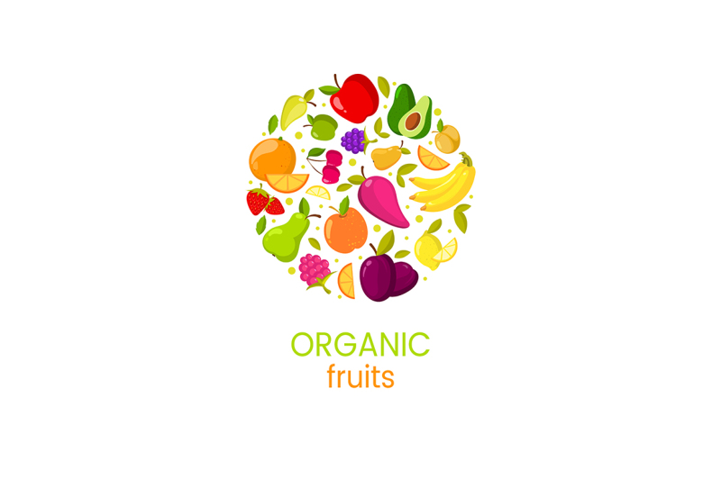 vector-organic-fruits-banner-with-natural-fresh-food-illustration
