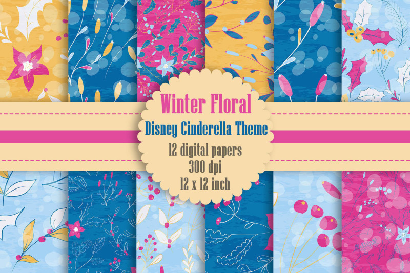 12-winter-floral-digital-papers-in-pink-blue-yellow-theme