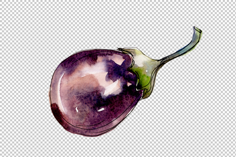 watercolor-purple-eggplant-vegetable-png-set