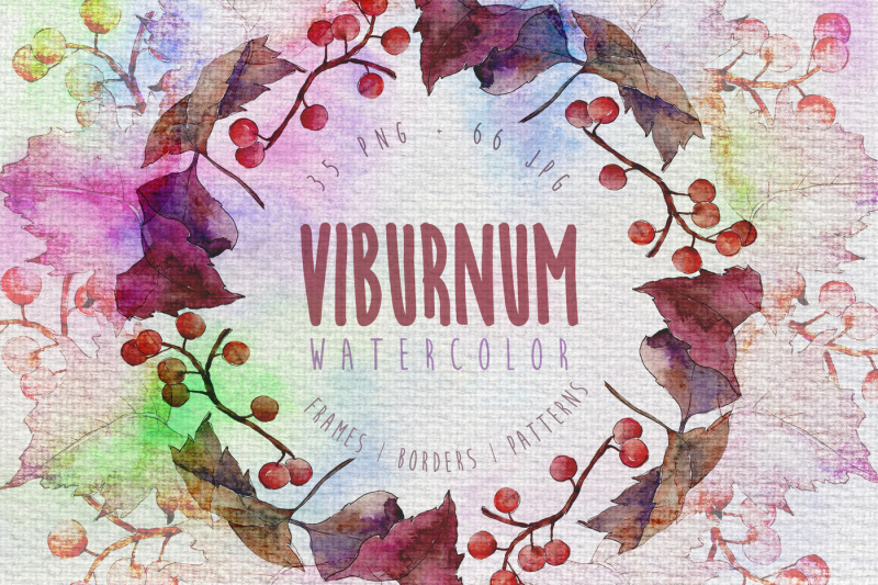 autumn-viburnum-leaf-png-watercolor-set