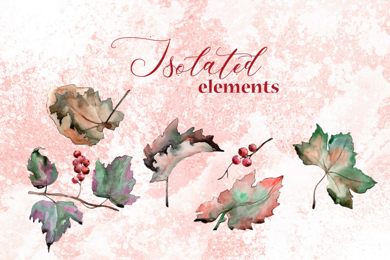 leaves-currant-png-watercolor-set-nbsp