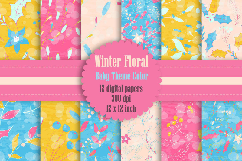 12-winter-floral-digital-papers-in-baby-blue-and-baby-pink