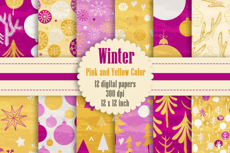 12-winter-pattern-digital-papers-in-pink-and-yellow-color