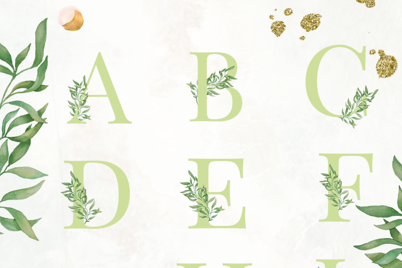 green-leaf-alphabet-and-graphics