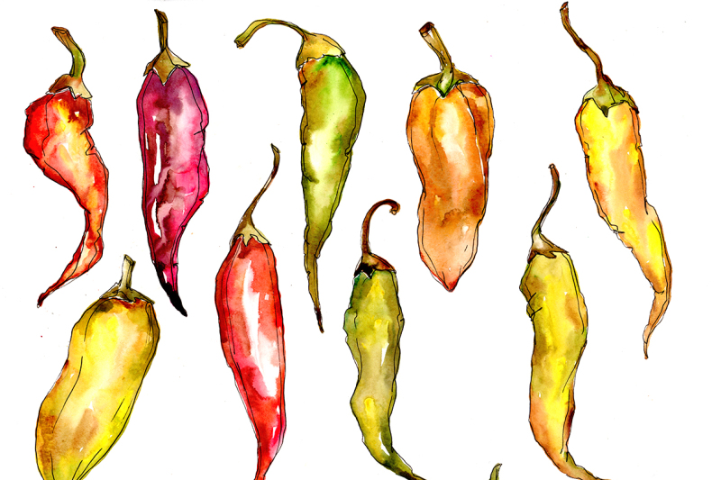 green-and-yellow-pepper-vegetables-png-watercolor-set-nbsp
