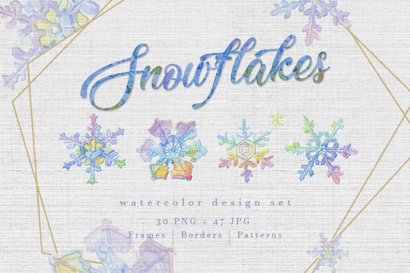 watercolor-colorful-snowflakes-png-set