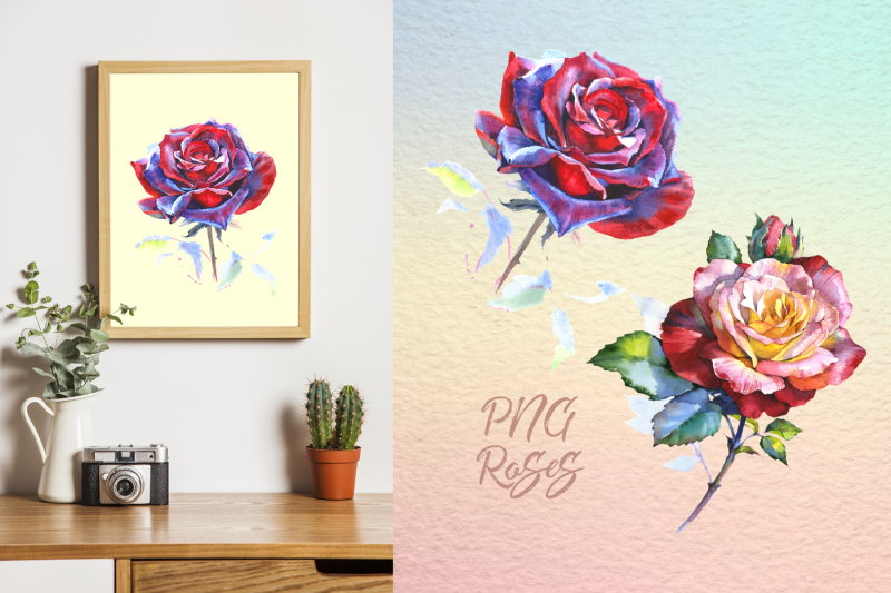 realistic-watercolor-red-roses-png-set