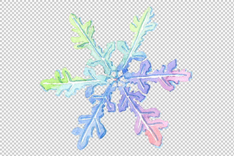 aquarelle-colorful-snowflakes-png-set