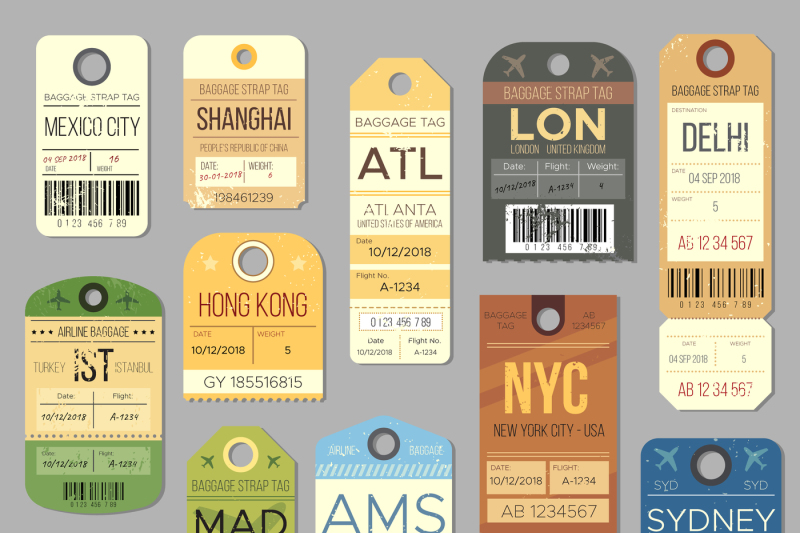 luggage-carousel-baggage-vintage-tag-symbols-old-train-ticket-and-air