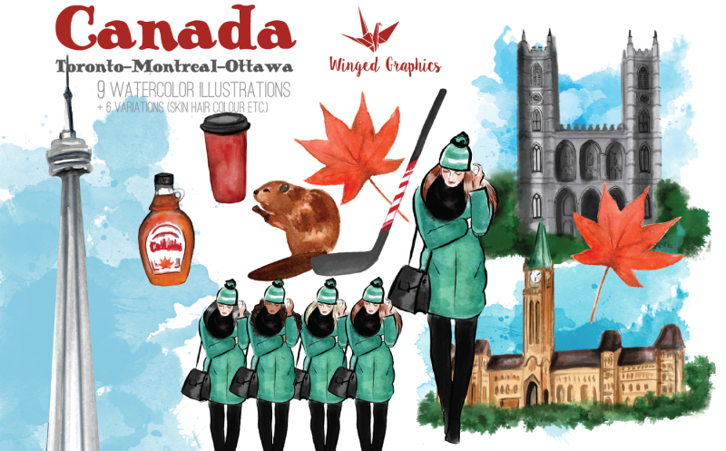 canada-toronto-montreal-ottawa-watercolour-travel-illustrations