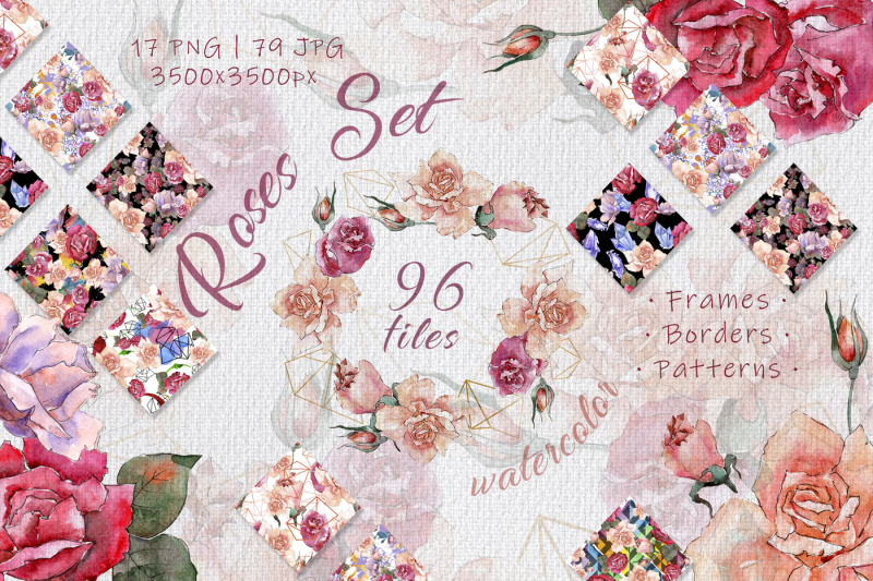 pink-and-beige-roses-png-watercolor-set