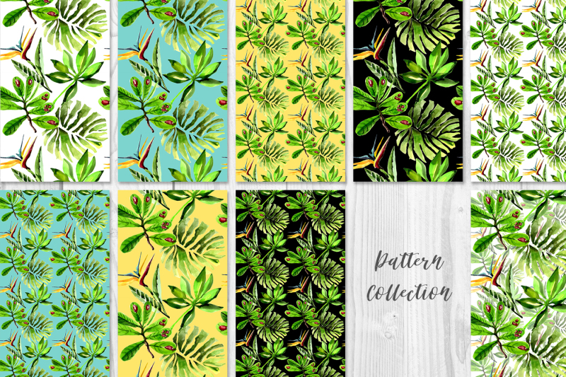 tropical-leaves-png-watercolor-set